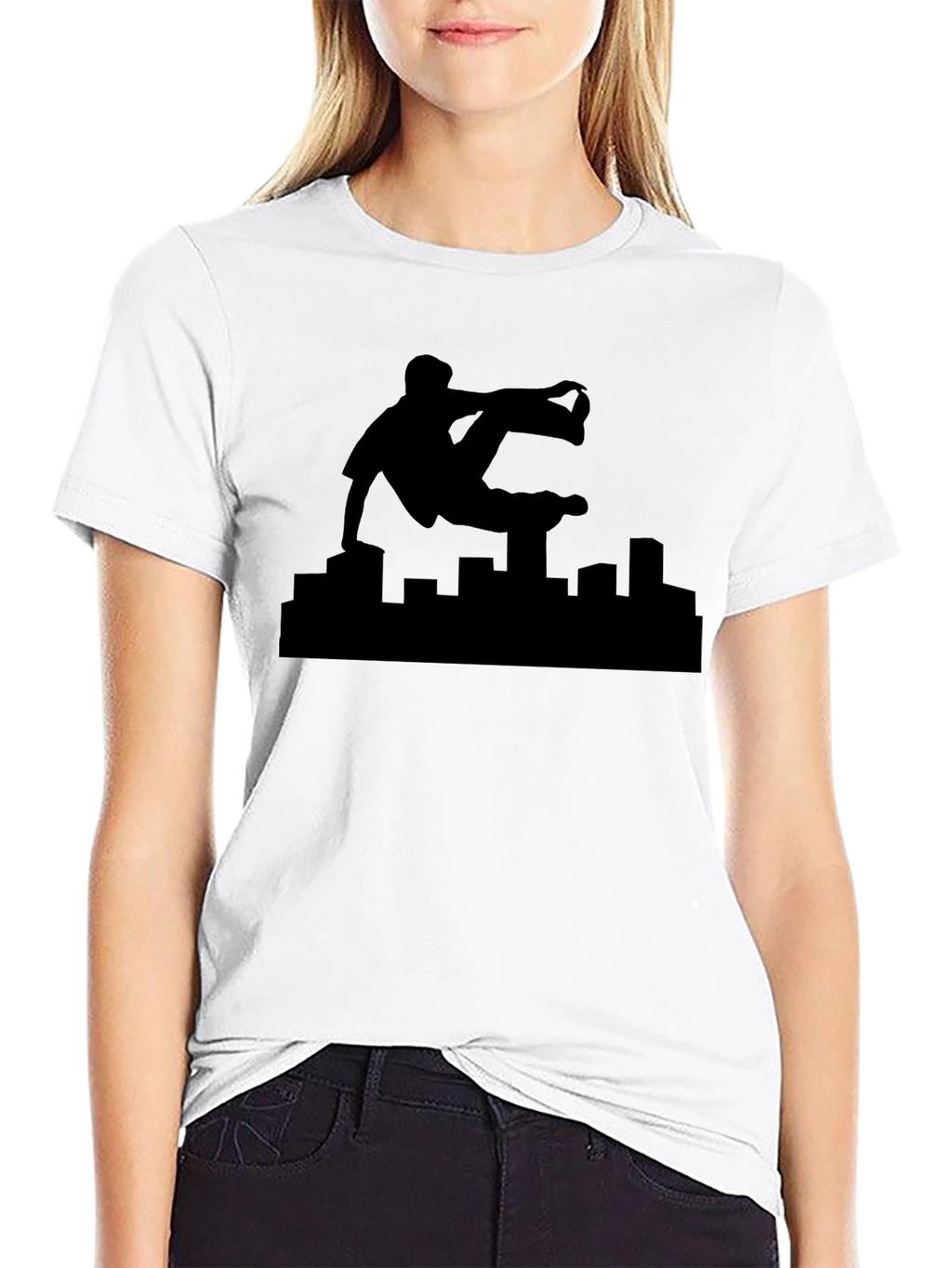 Parkour Silhouette Black Graphic Tee