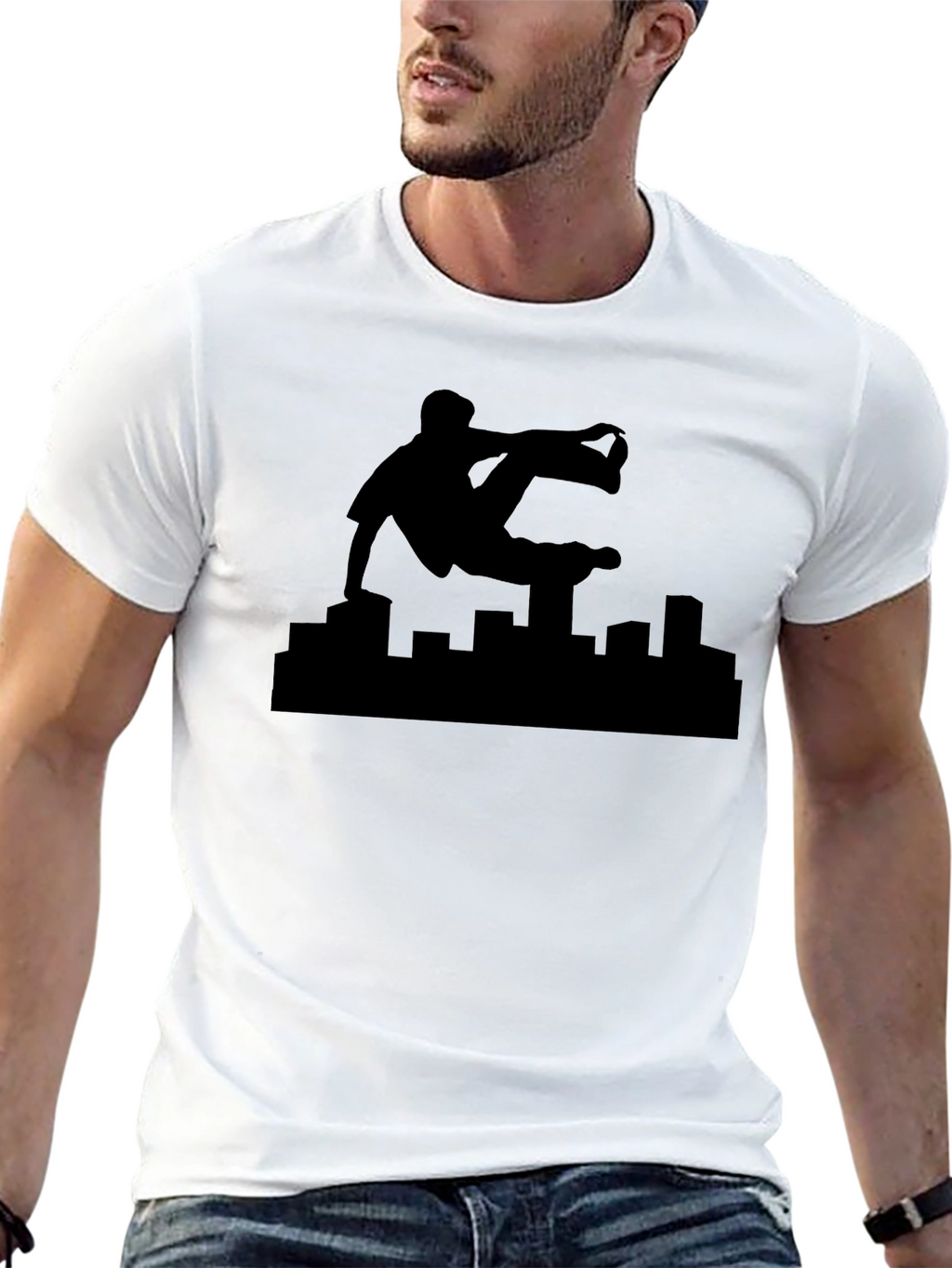 Parkour Silhouette Black Graphic Tee