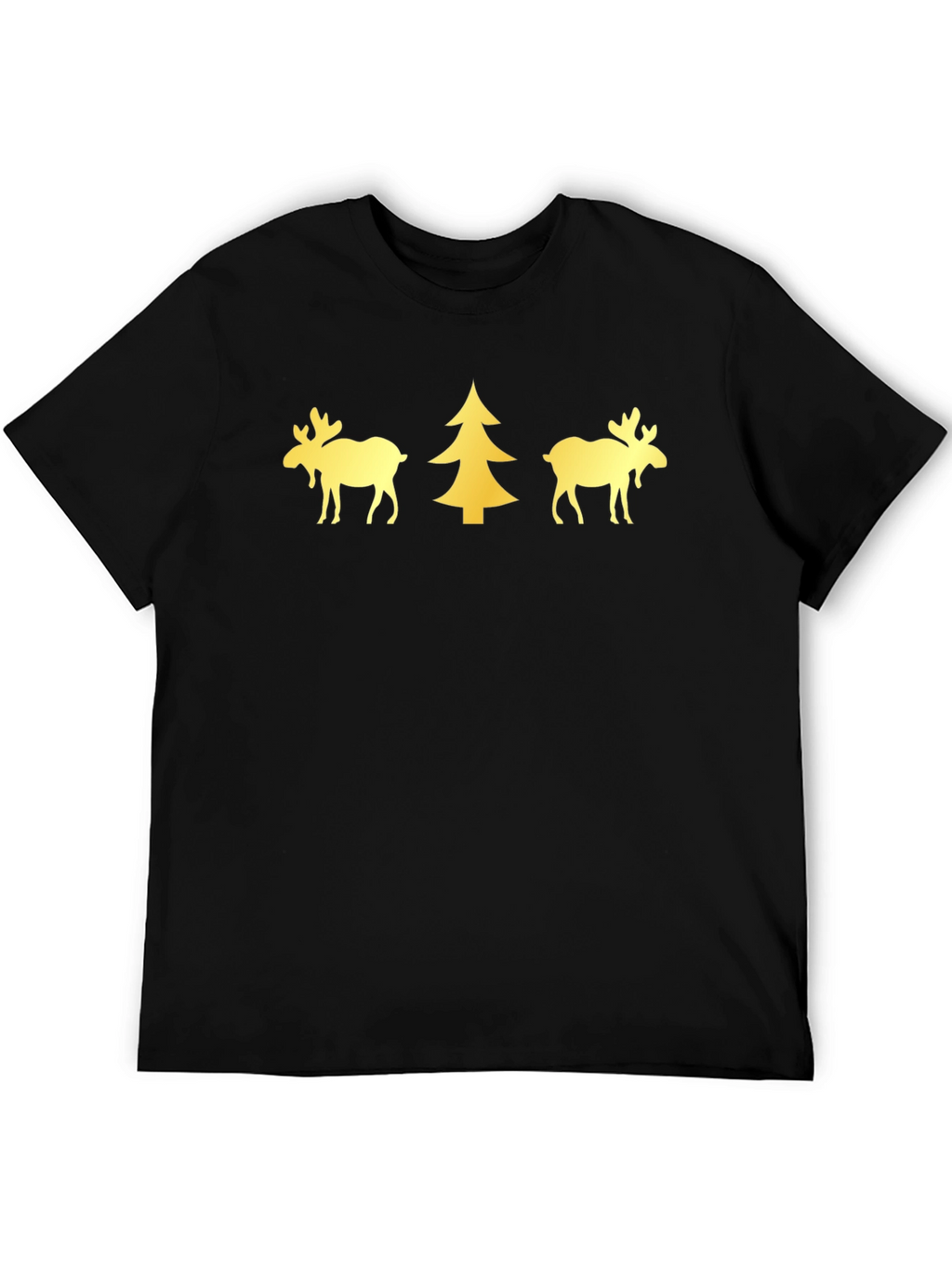 Festive Moose & Tree Graphic Tee - Black