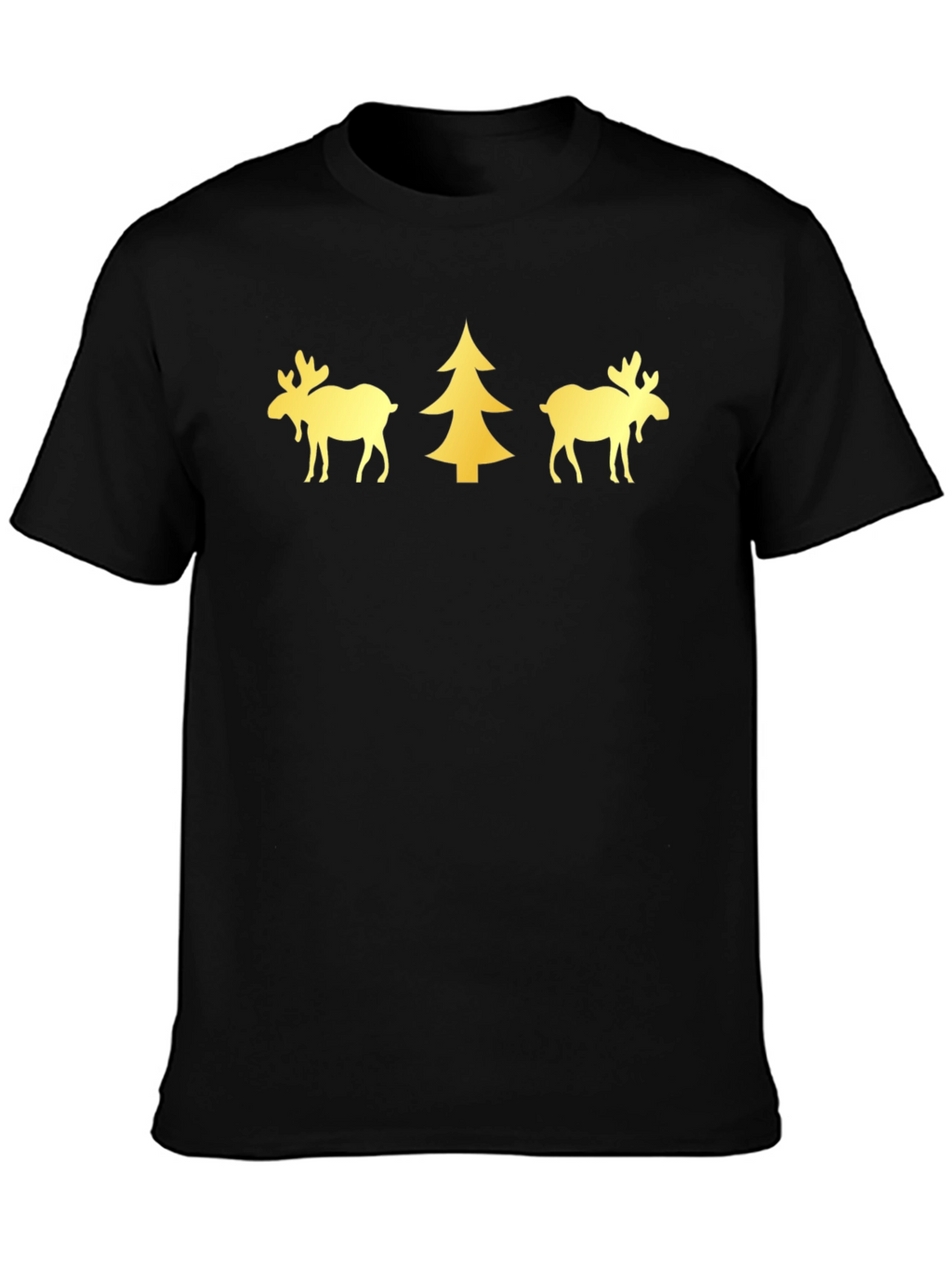 Festive Moose & Tree Graphic Tee - Black