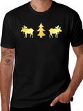 Festive Moose & Tree Graphic Tee - Black