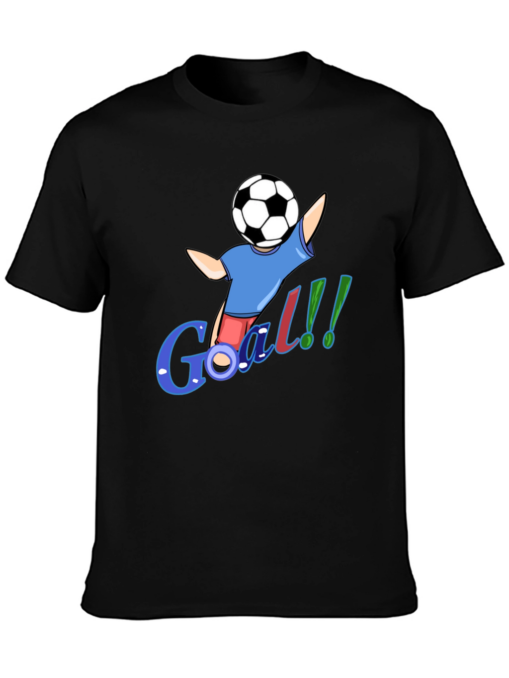 Cartoon Soccer Goal Black T-Shirt