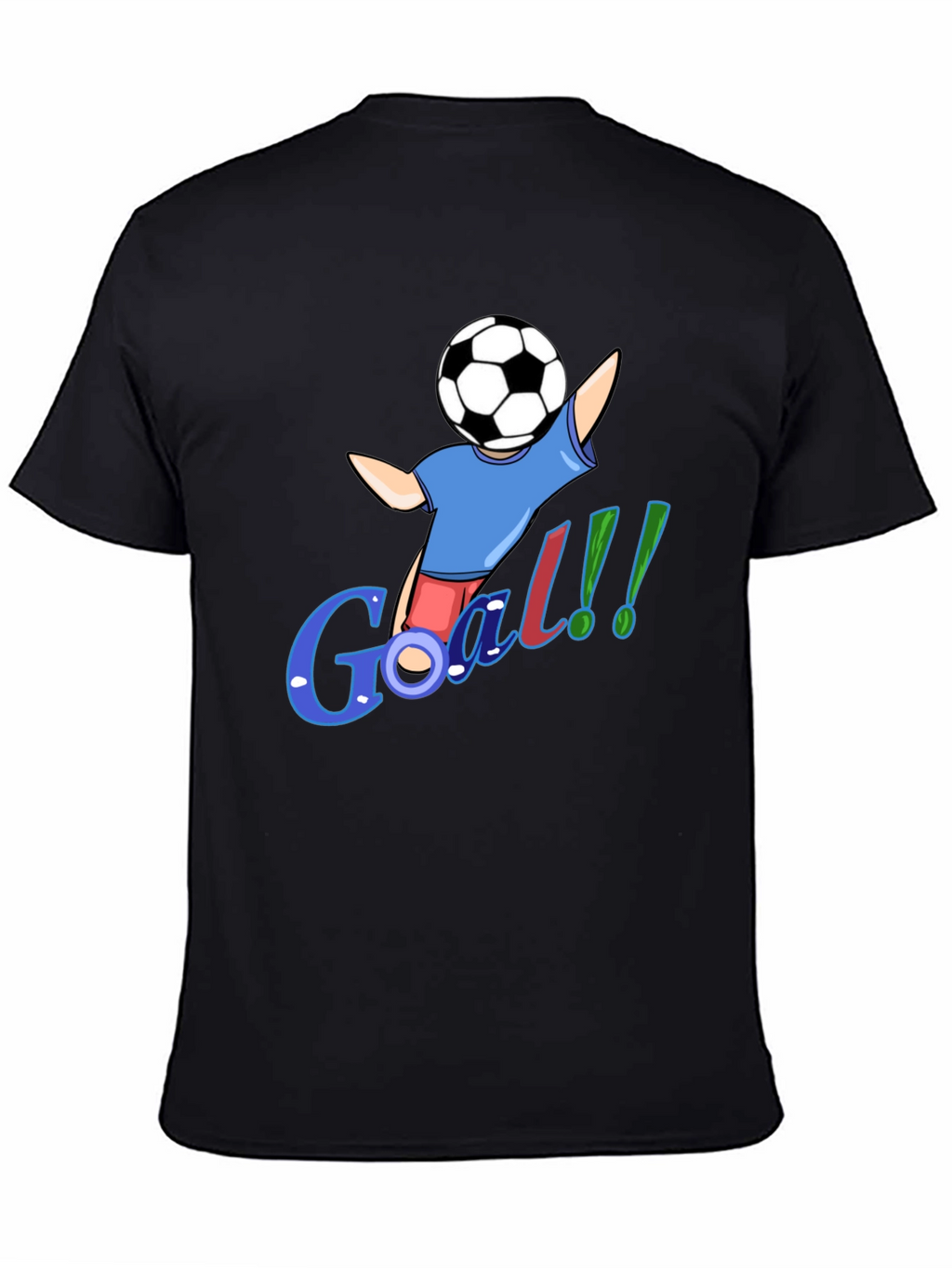 Cartoon Soccer Goal Black T-Shirt