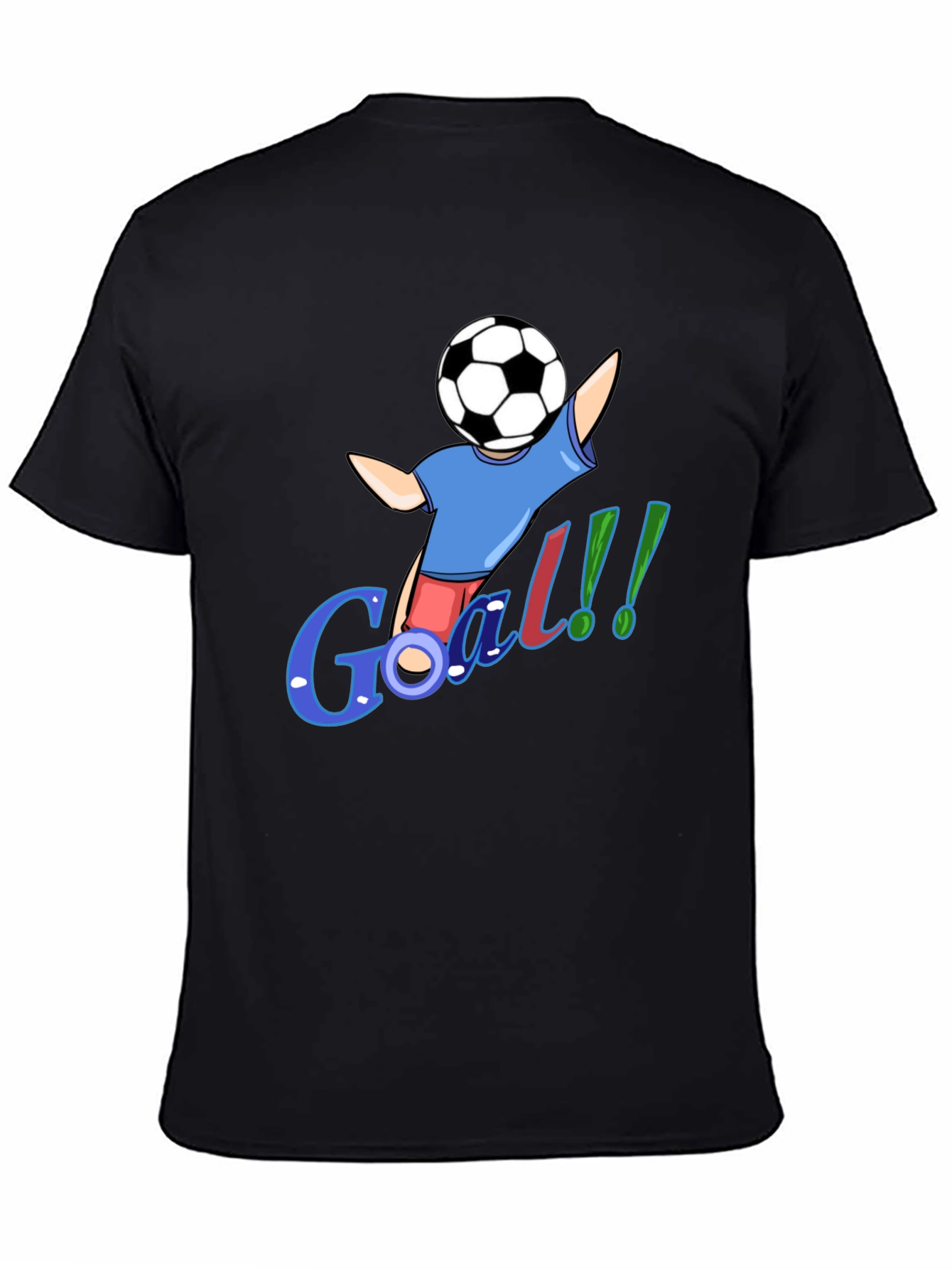 Cartoon Soccer Goal Black T-Shirt