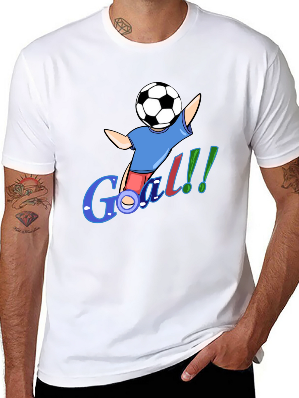 Cartoon Soccer Goal Black T-Shirt