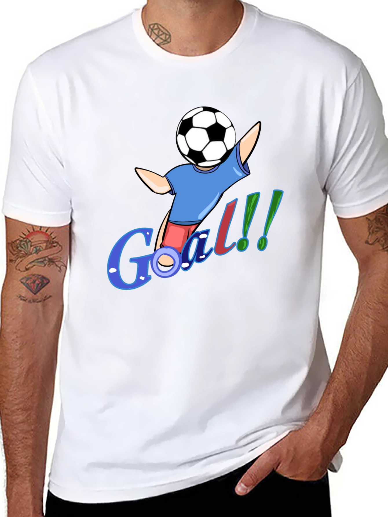 Cartoon Soccer Goal Black T-Shirt