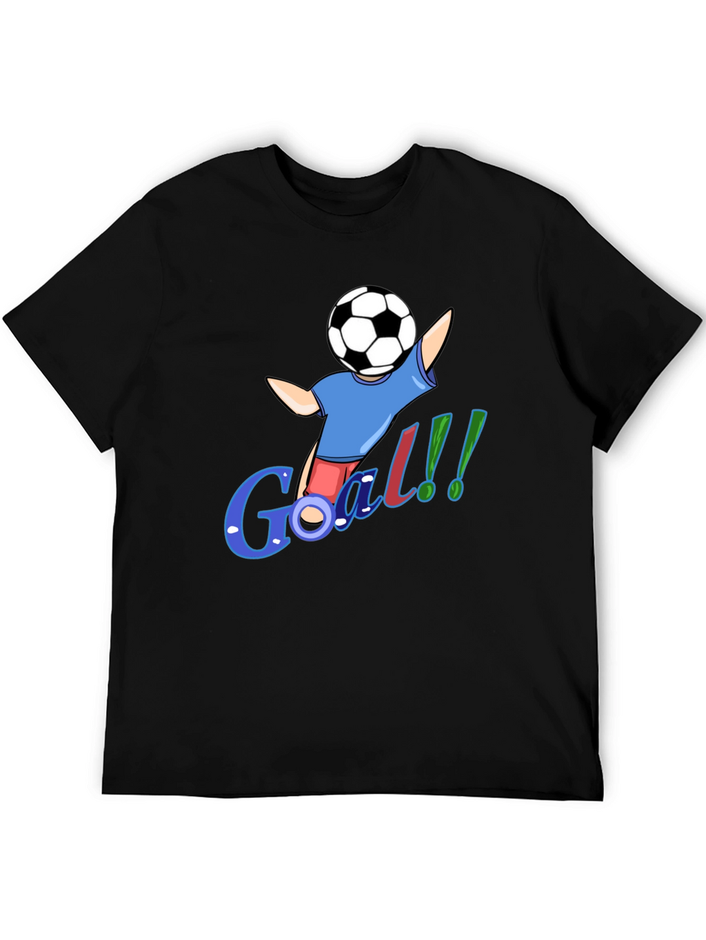 Cartoon Soccer Goal Black T-Shirt
