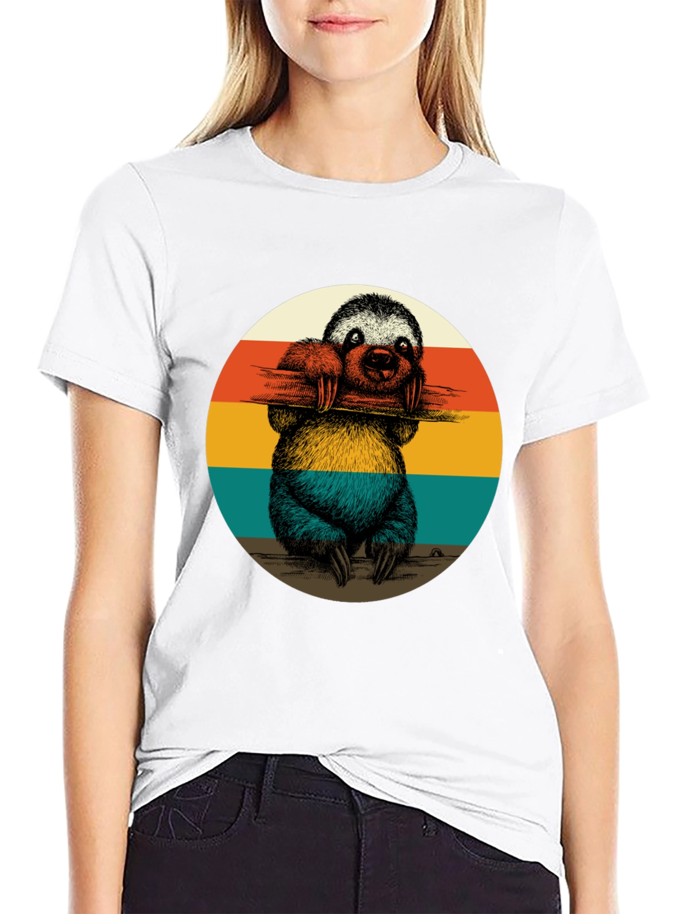 Retro Sloth Graphic Tee - Black T-Shirt