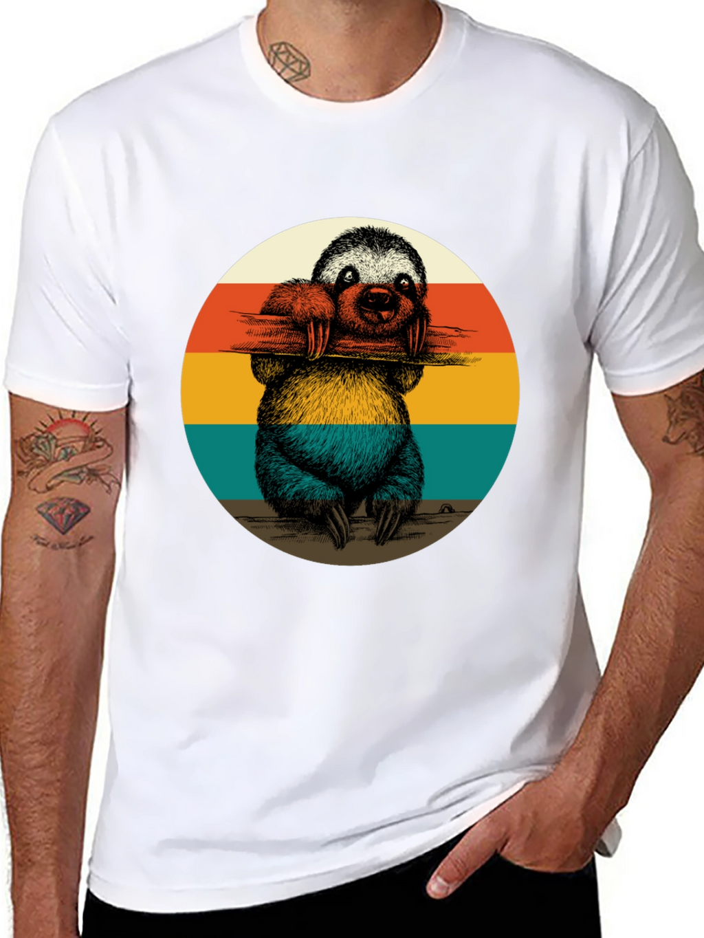 Retro Sloth Graphic Tee - Black T-Shirt