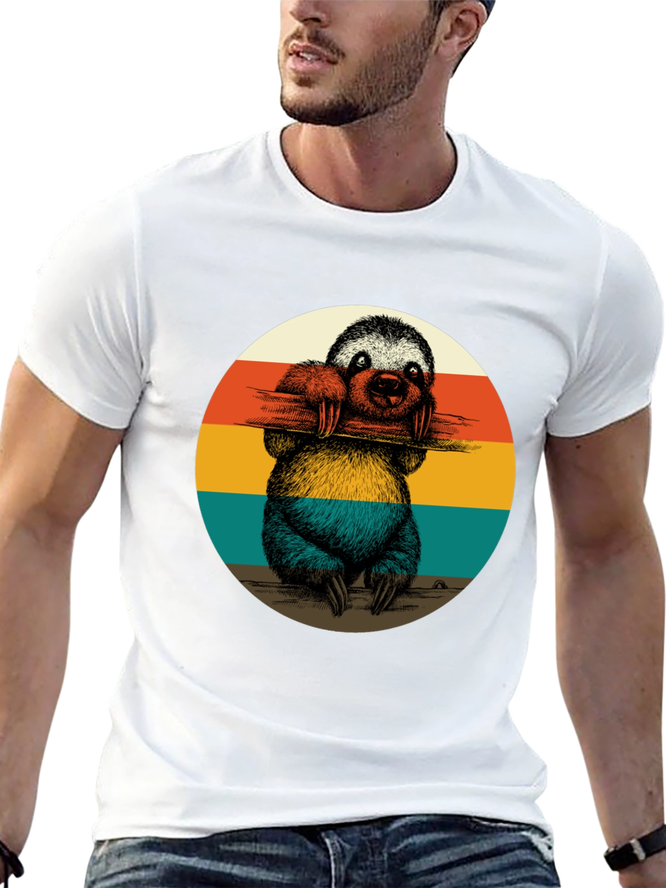 Retro Sloth Graphic Tee - Black T-Shirt