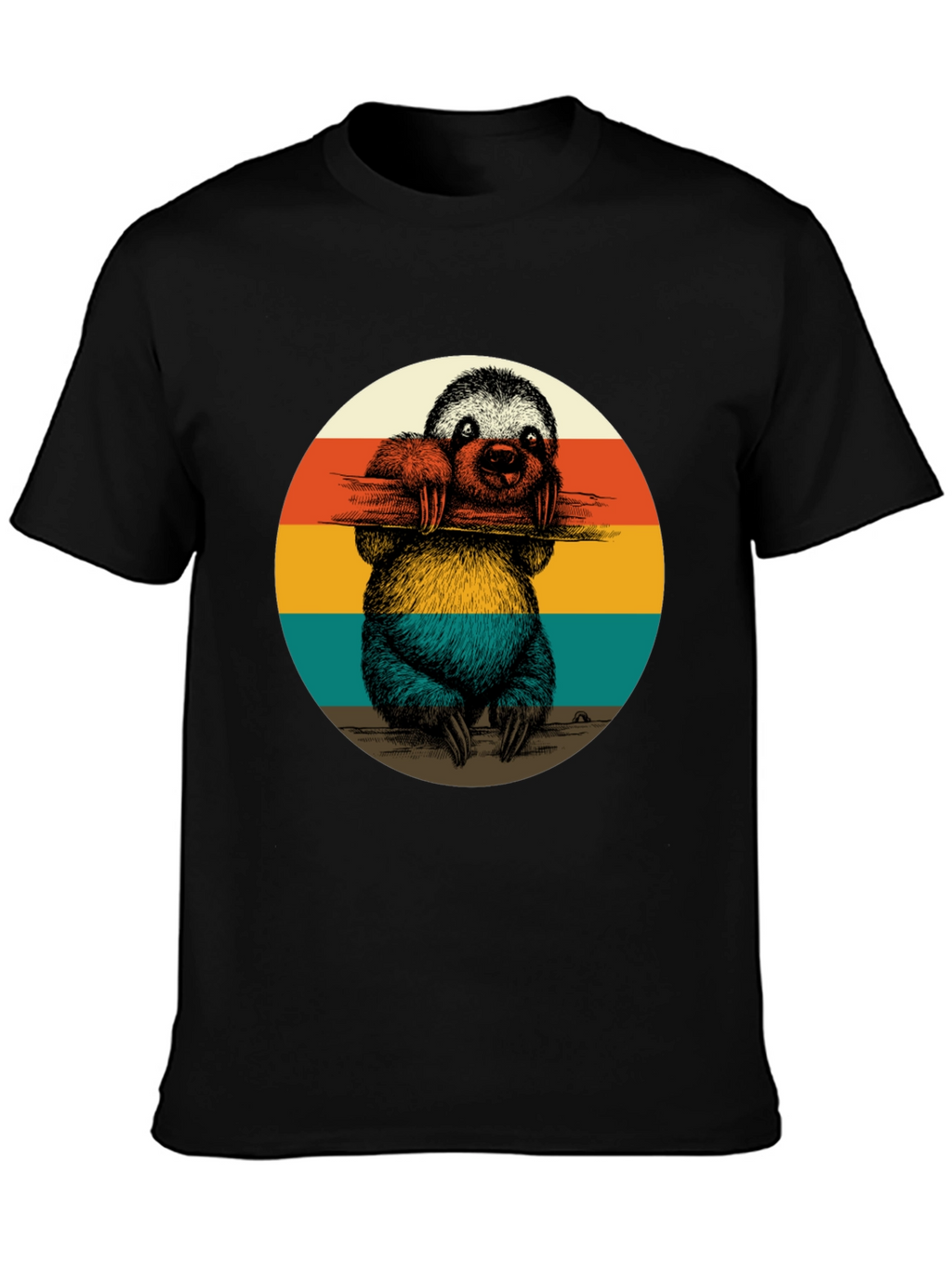 Retro Sloth Graphic Tee - Black T-Shirt