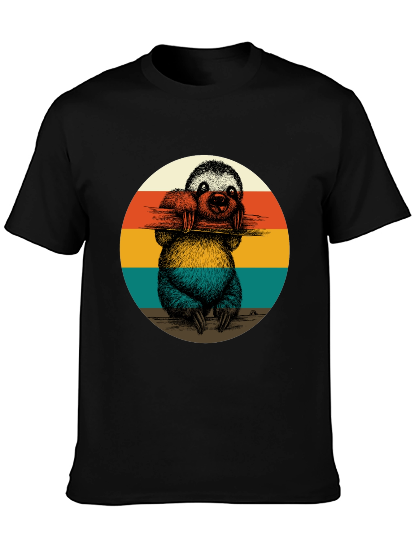 Retro Sloth Graphic Tee - Black T-Shirt