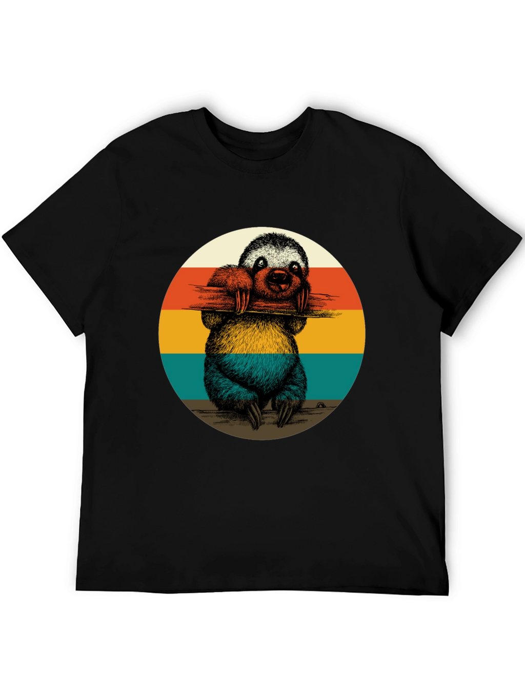 Retro Sloth Graphic Tee - Black T-Shirt