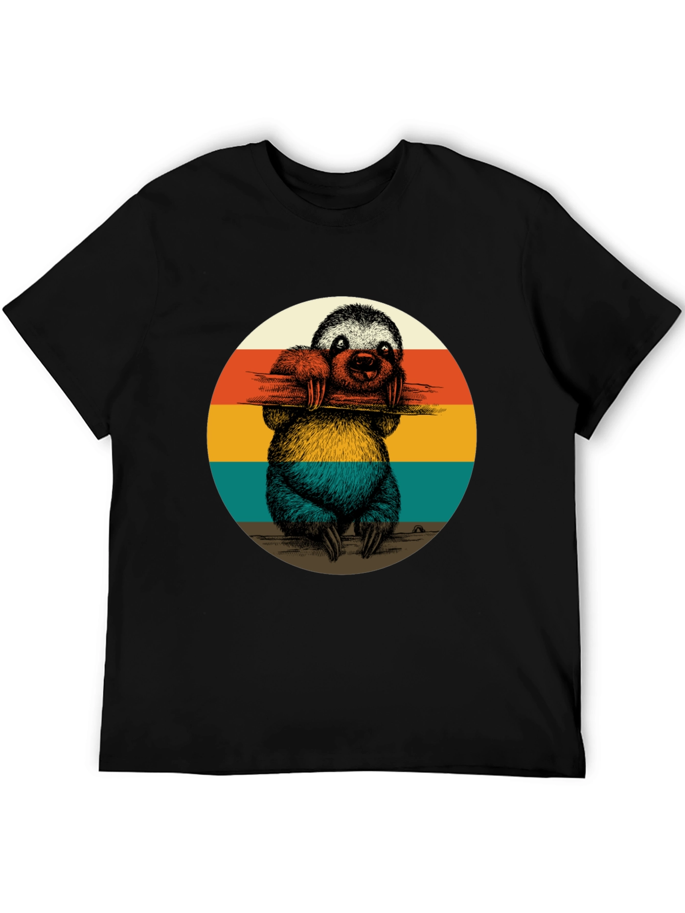 Retro Sloth Graphic Tee - Black T-Shirt