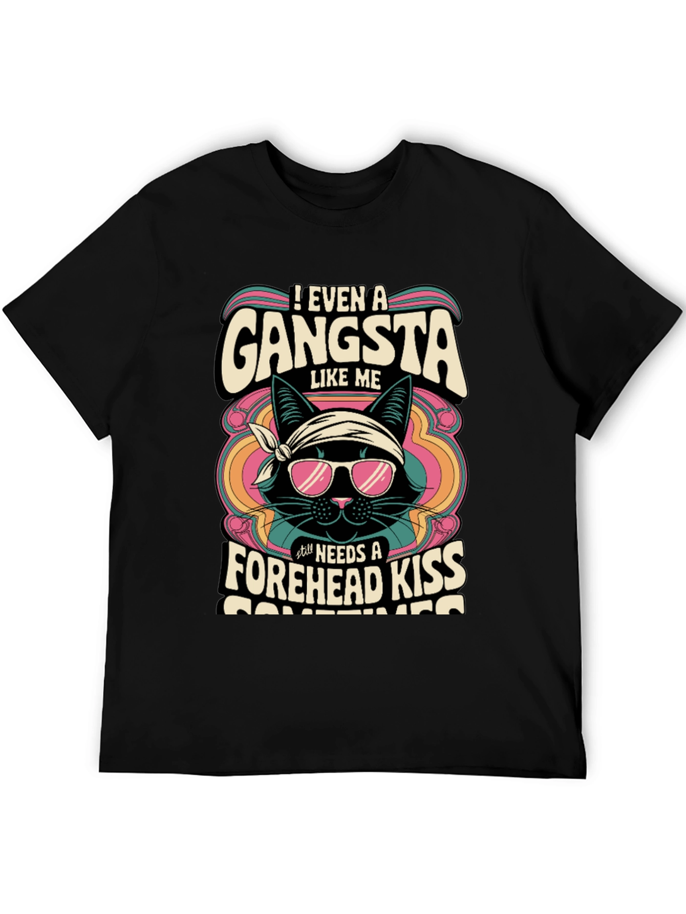 Gangsta Cat T-Shirt - Forehead Kiss Design