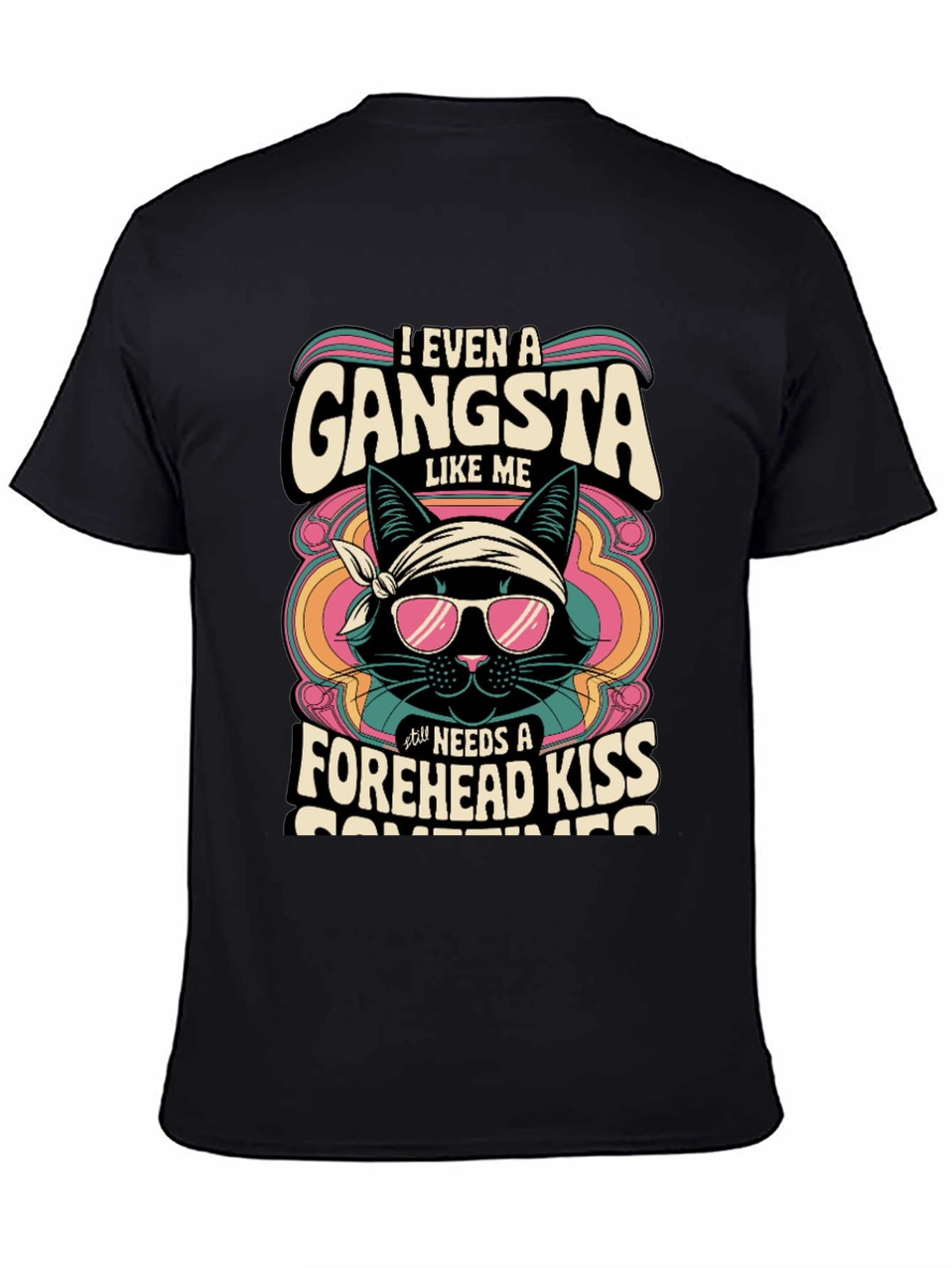Gangsta Cat T-Shirt - Forehead Kiss Design