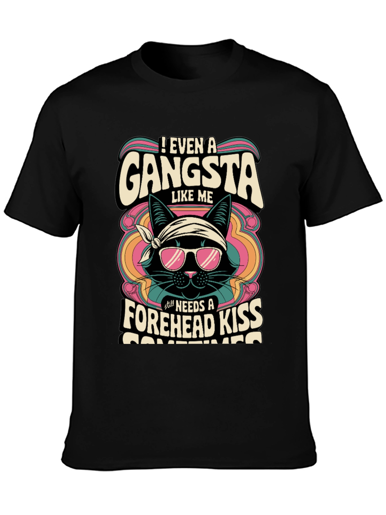 Gangsta Cat T-Shirt - Forehead Kiss Design