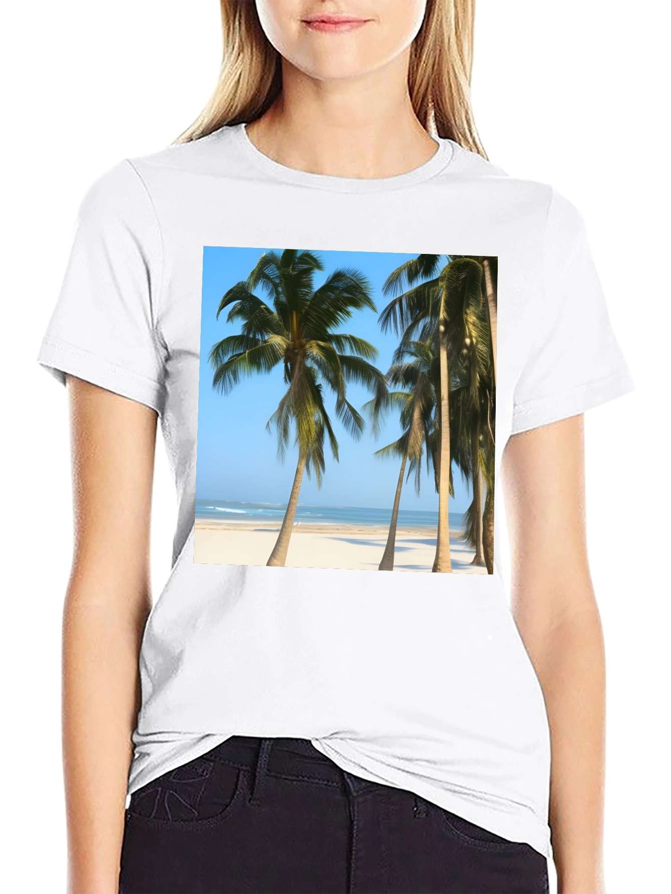 Tropical Palm Tree Beach Graphic T-Shirt