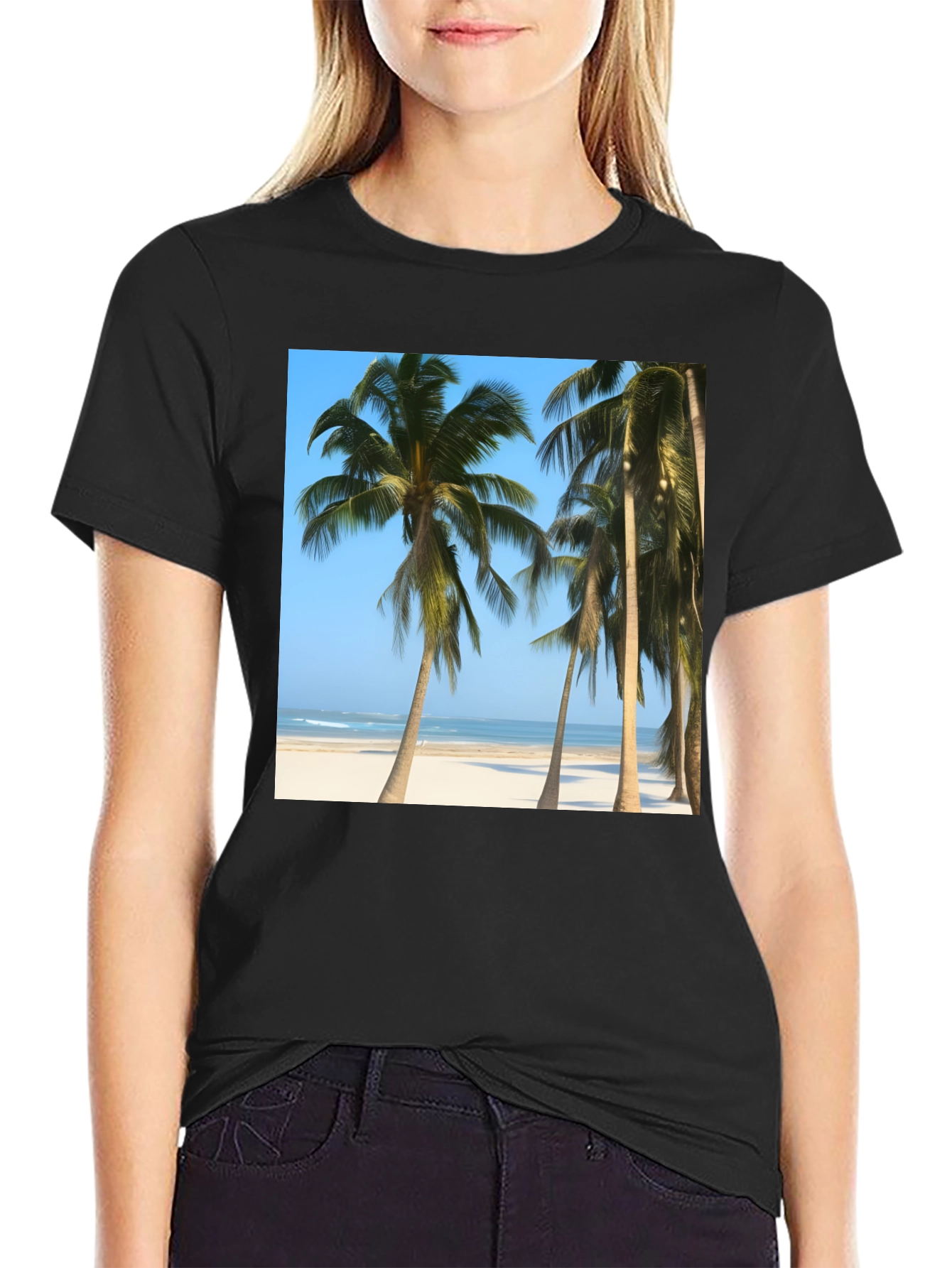 Tropical Palm Tree Beach Graphic T-Shirt