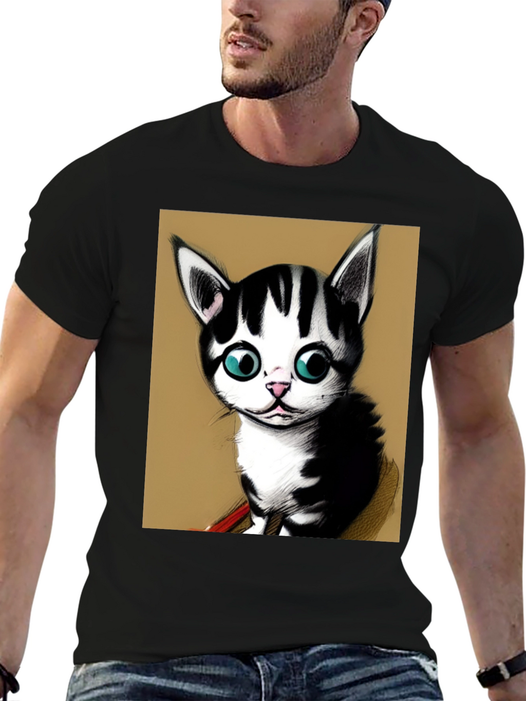 Cute Kitten Graphic Tee - Black Unisex T-Shirt