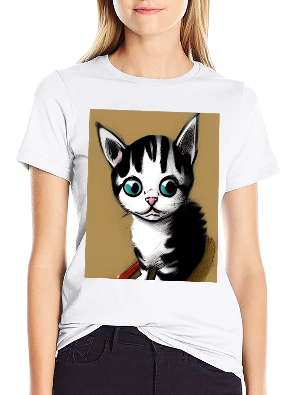 Cute Kitten Graphic Tee - Black Unisex T-Shirt