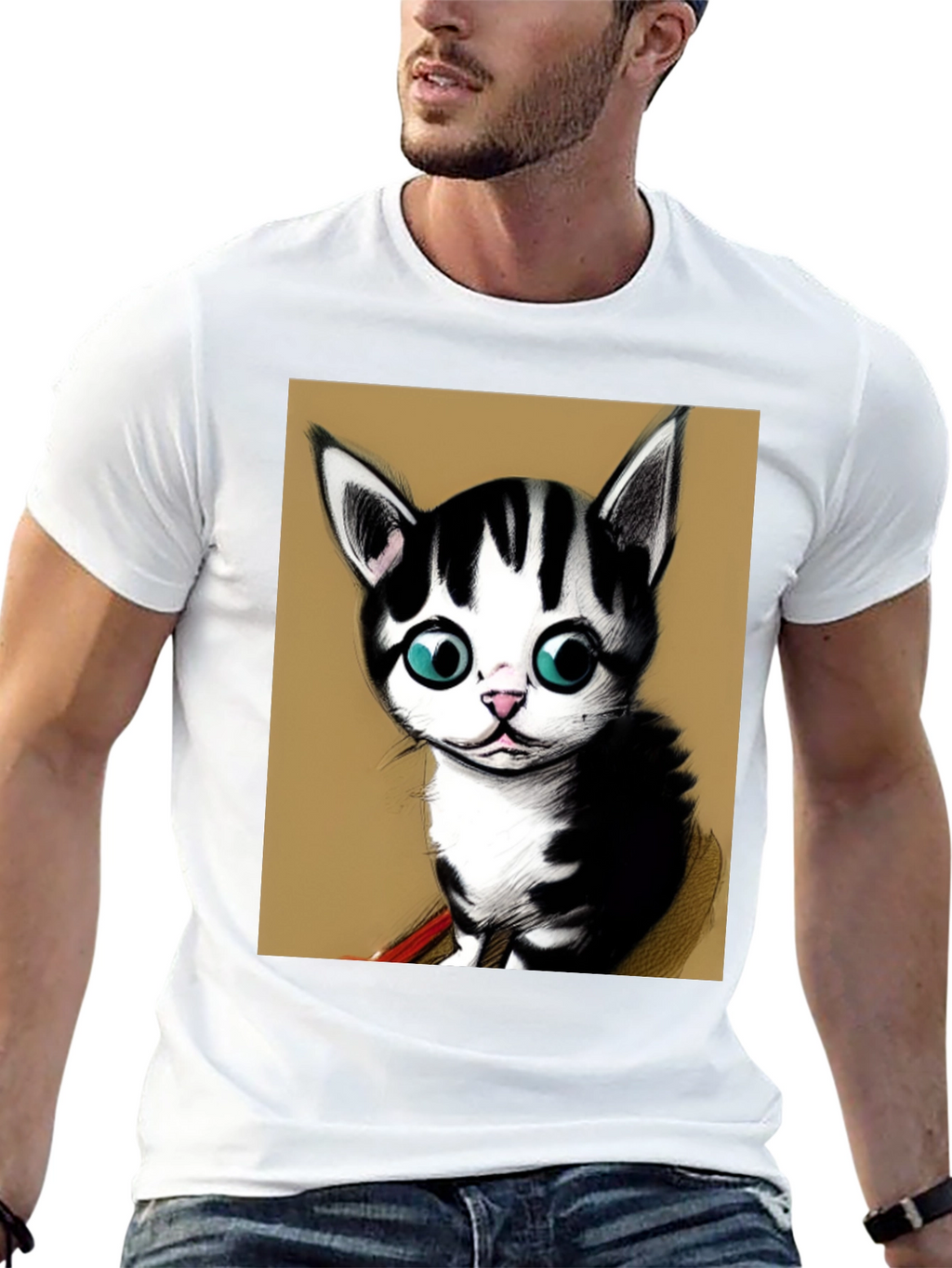 Cute Kitten Graphic Tee - Black Unisex T-Shirt
