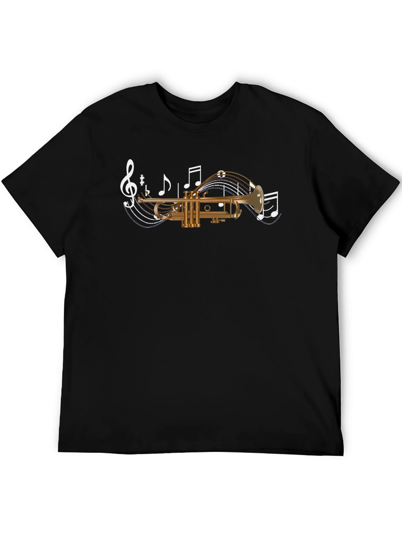 Trumpet Music Graphic T-Shirt - Black
