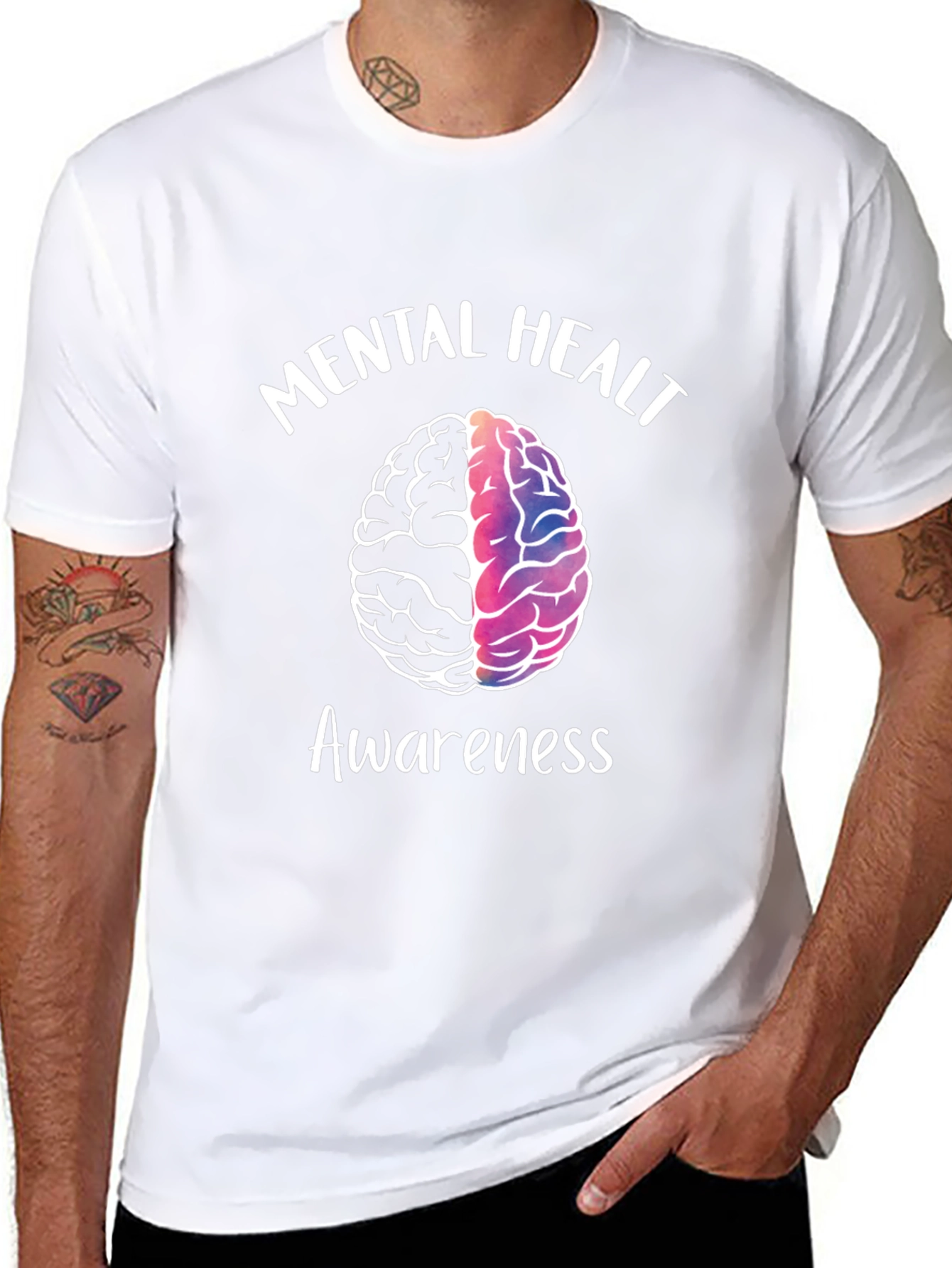 Mental Health Awareness T-Shirt - Brain Graphic