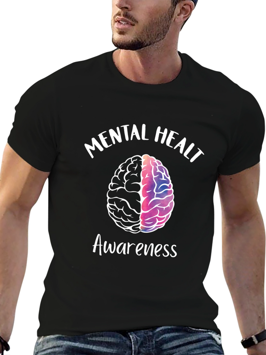 Mental Health Awareness T-Shirt - Brain Graphic