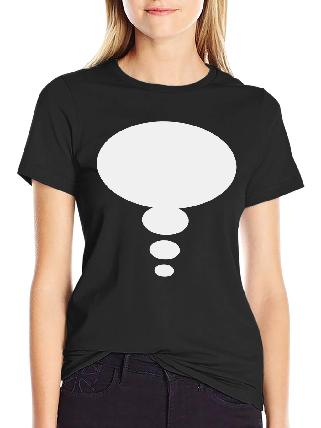 Thought Bubble Graphic Tee - Black Cotton Casual Shirt