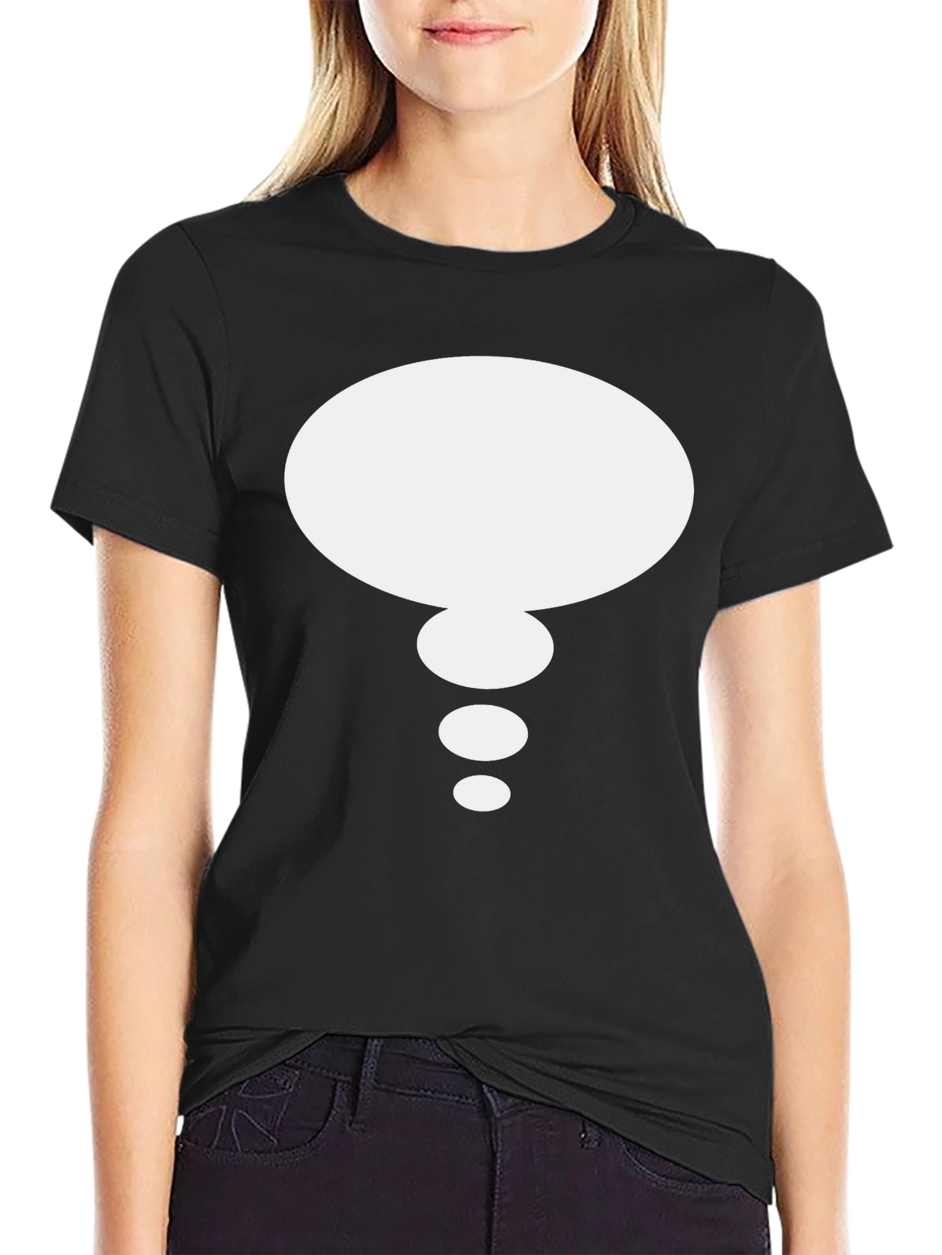 Thought Bubble Graphic Tee - Black Cotton Casual Shirt