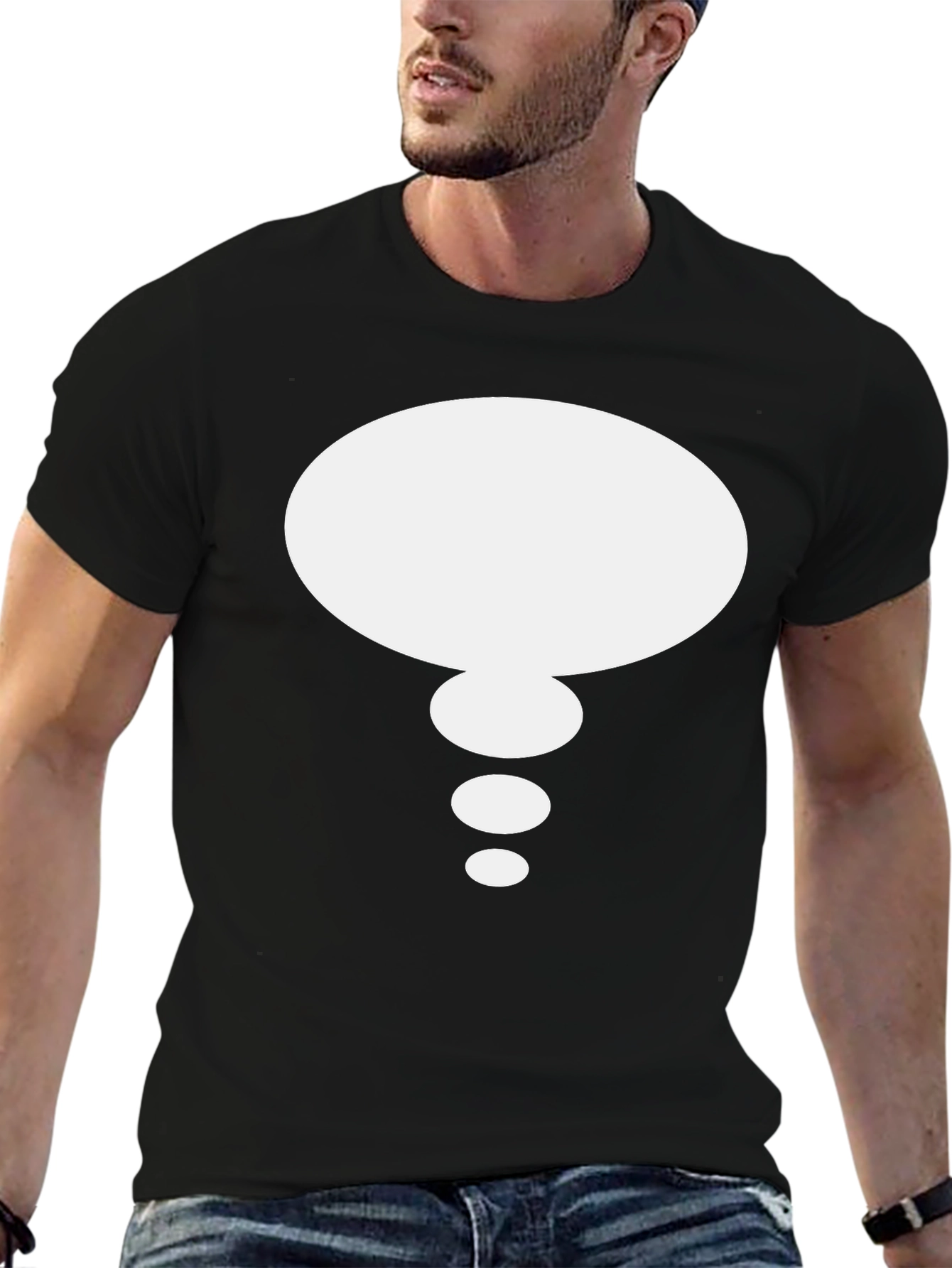 Thought Bubble Graphic Tee - Black Cotton Casual Shirt