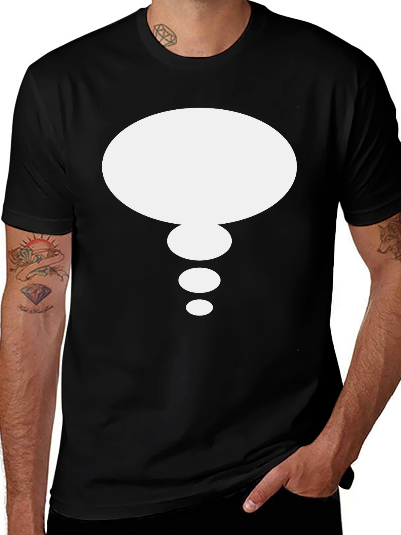 Thought Bubble Graphic Tee - Black Cotton Casual Shirt