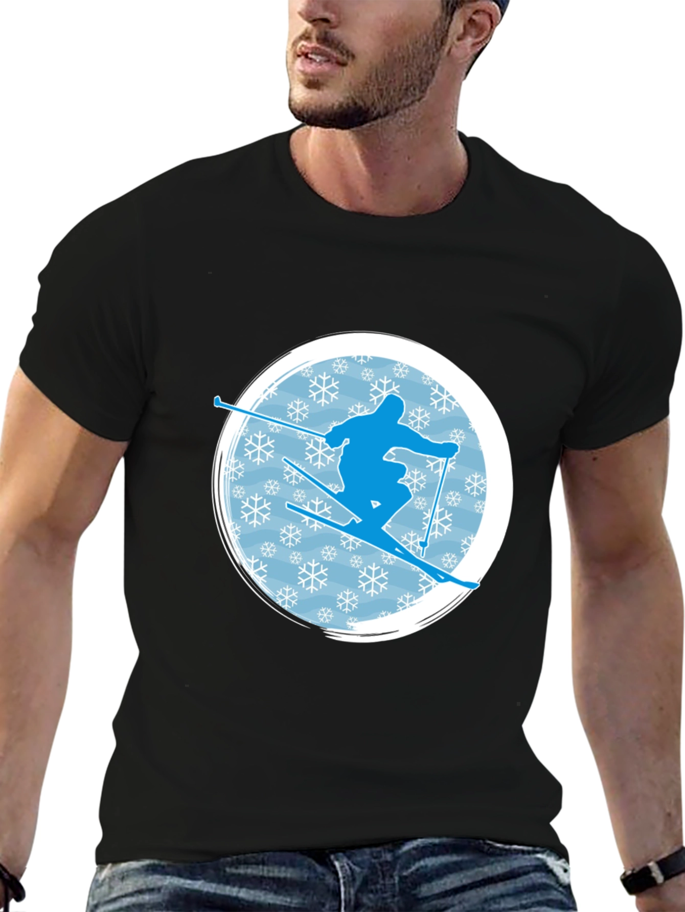 Skiing Silhouette Graphic T-Shirt