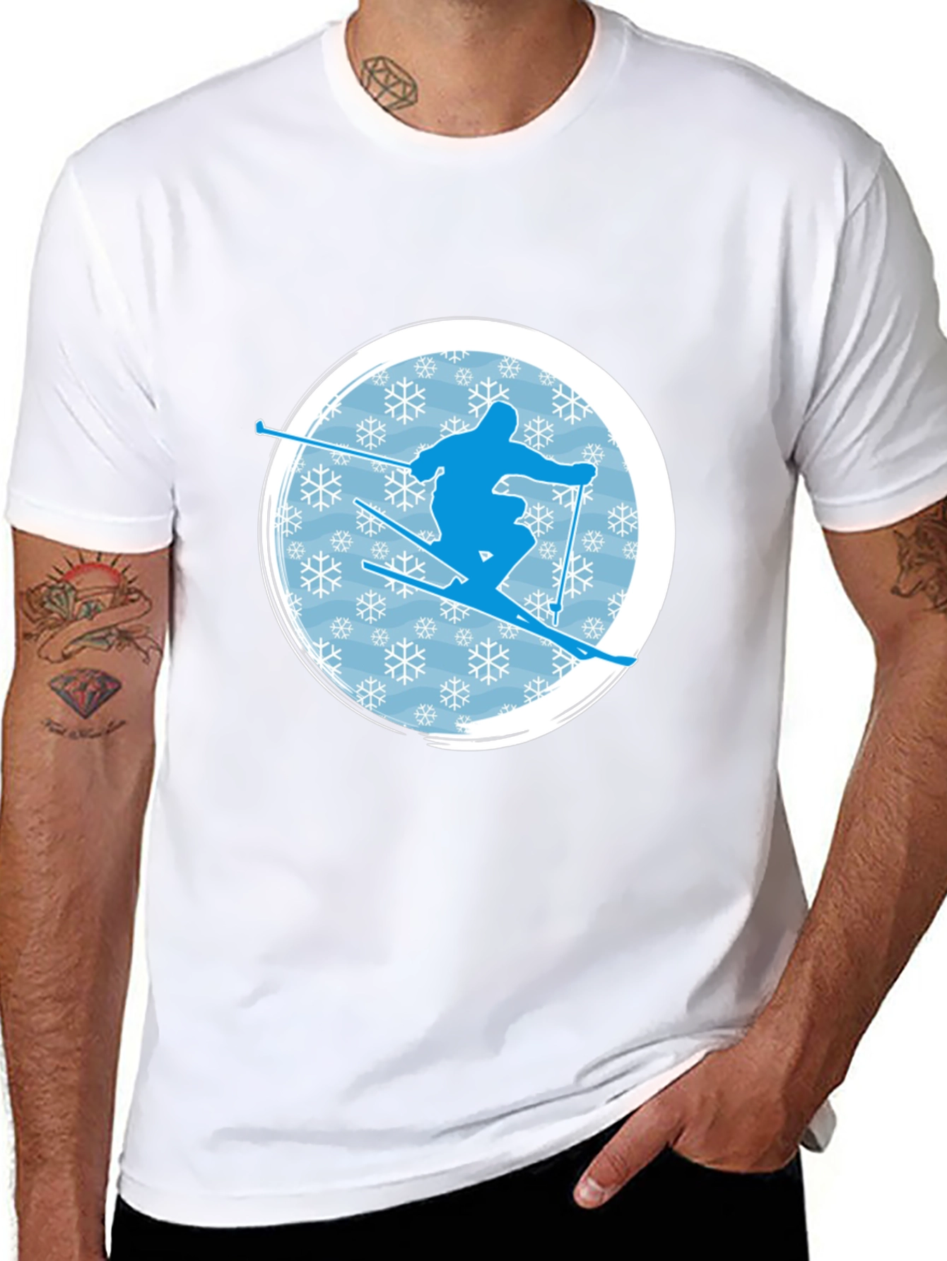 Skiing Silhouette Graphic T-Shirt