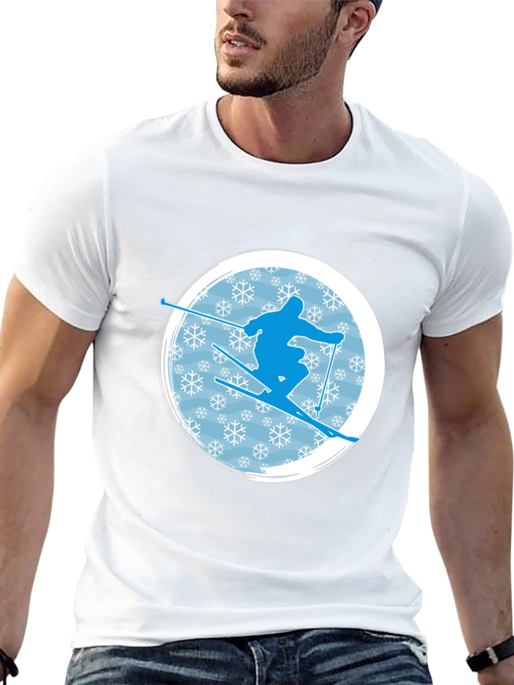 Skiing Silhouette Graphic T-Shirt