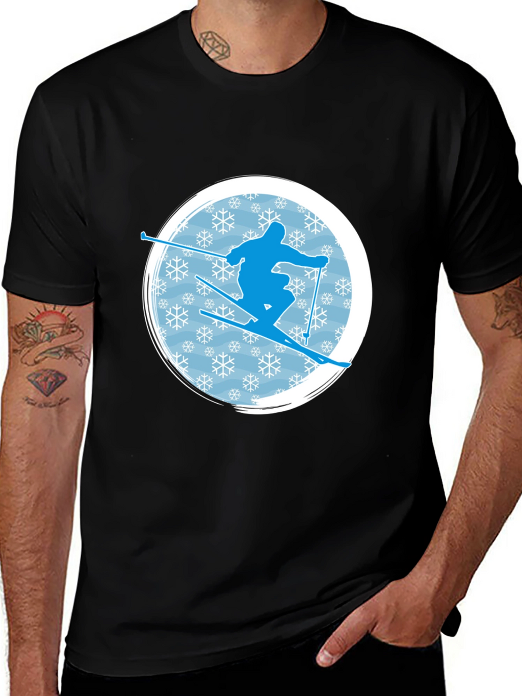 Skiing Silhouette Graphic T-Shirt