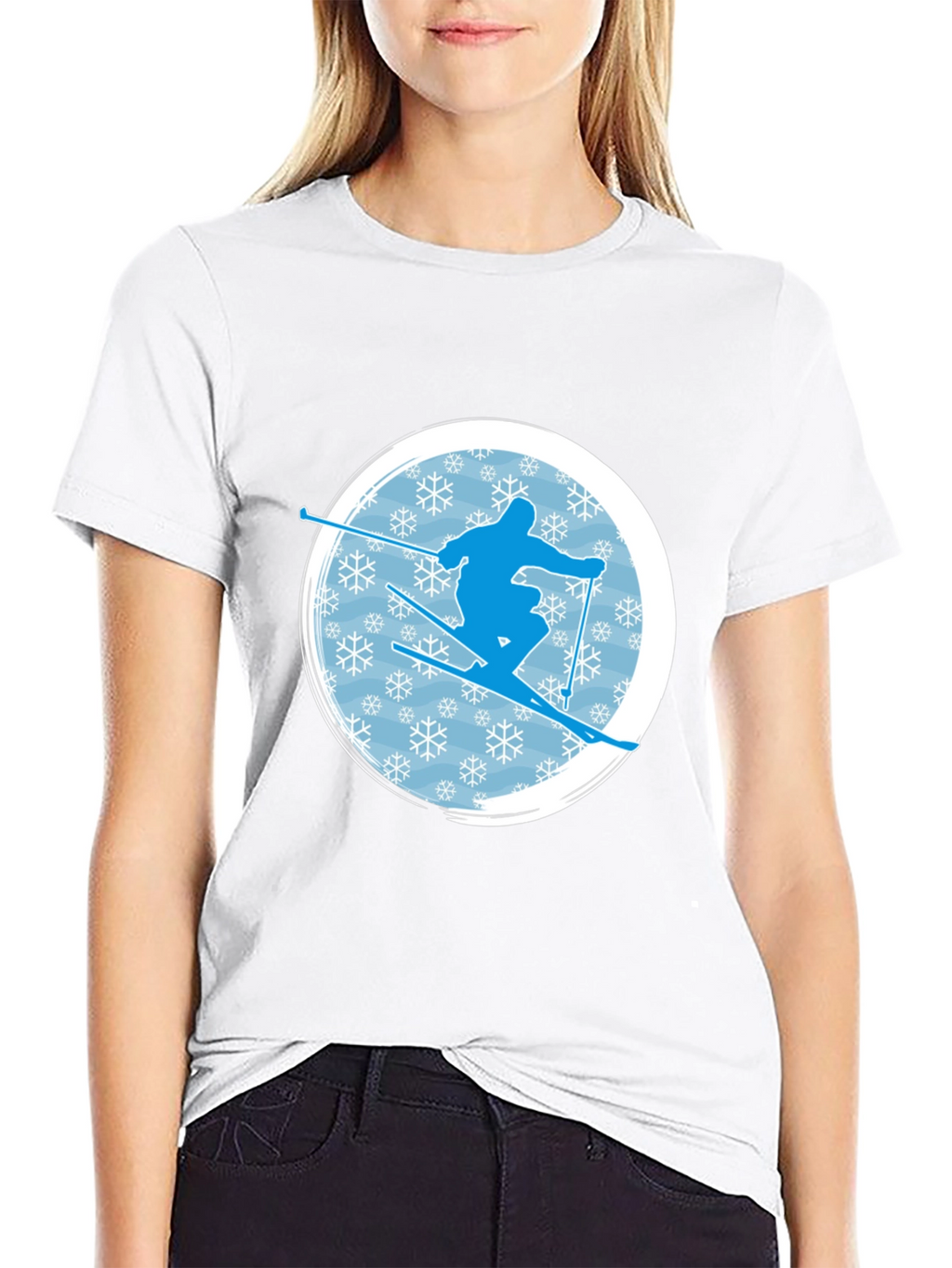 Skiing Silhouette Graphic T-Shirt