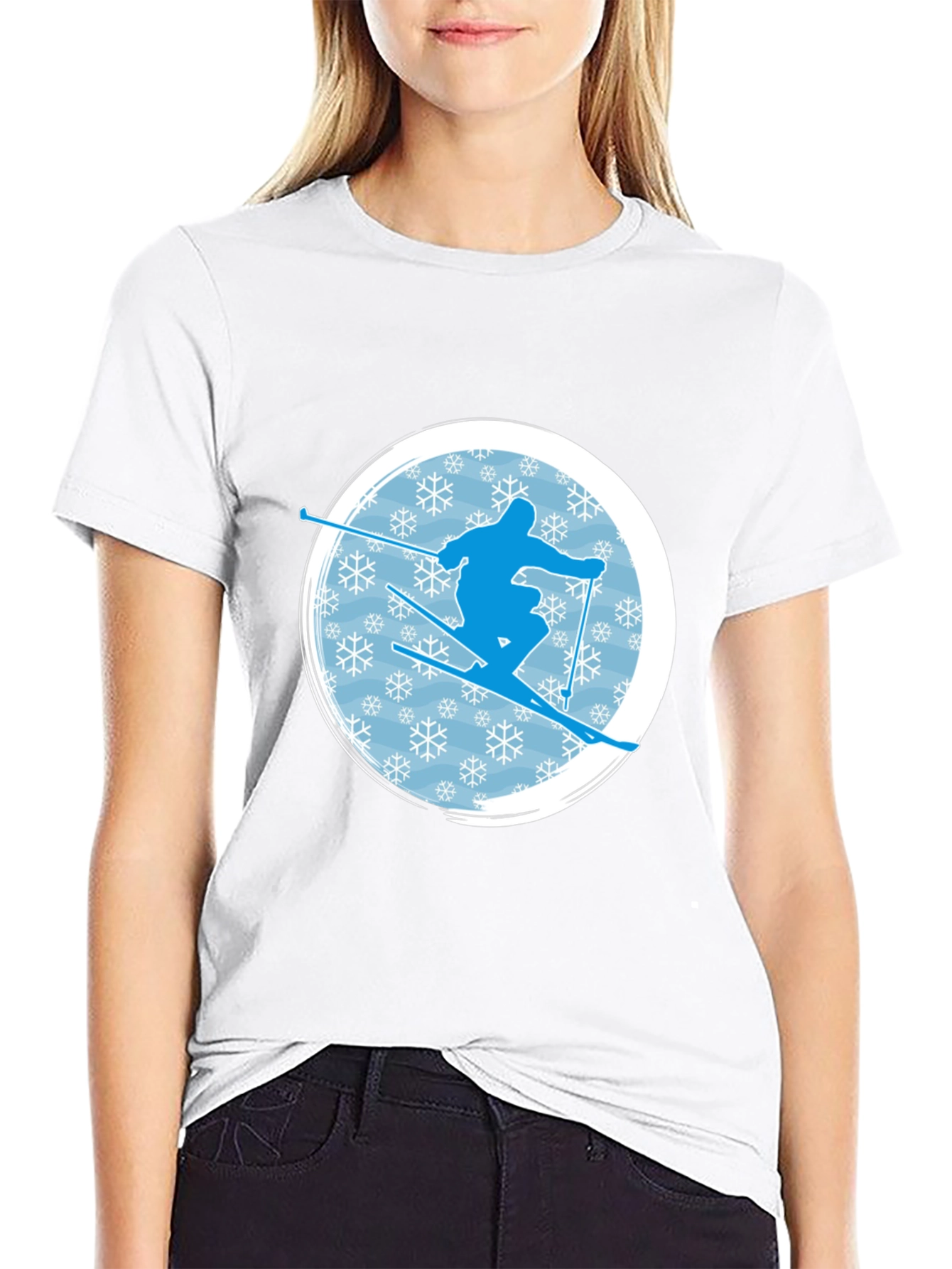 Skiing Silhouette Graphic T-Shirt