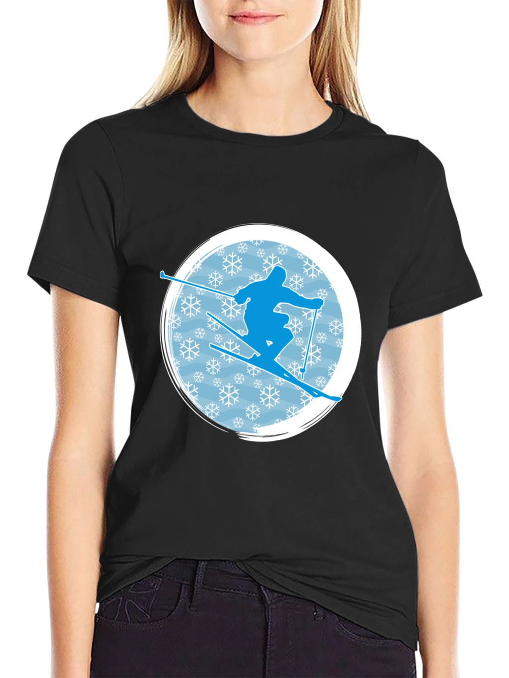 Skiing Silhouette Graphic T-Shirt