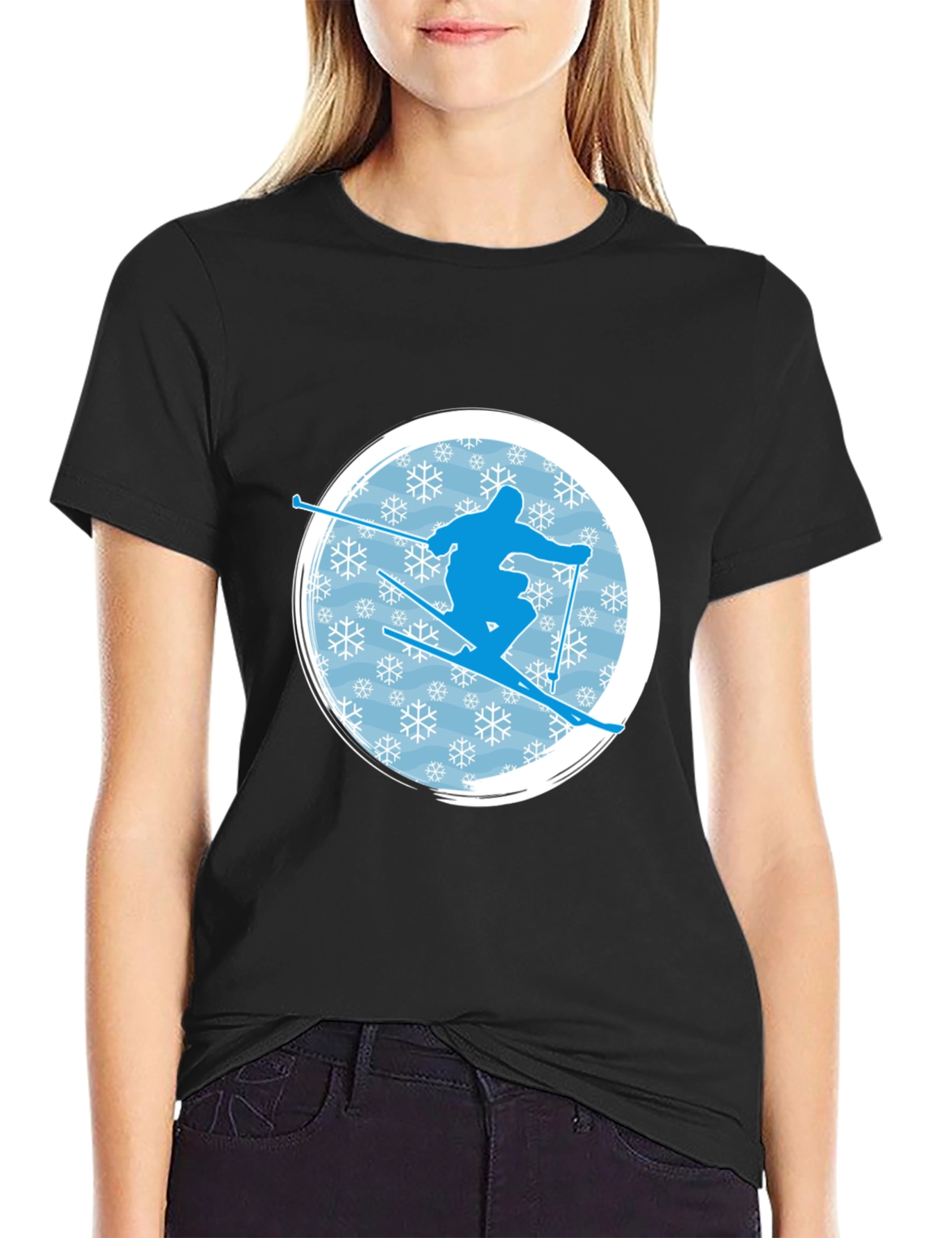 Skiing Silhouette Graphic T-Shirt