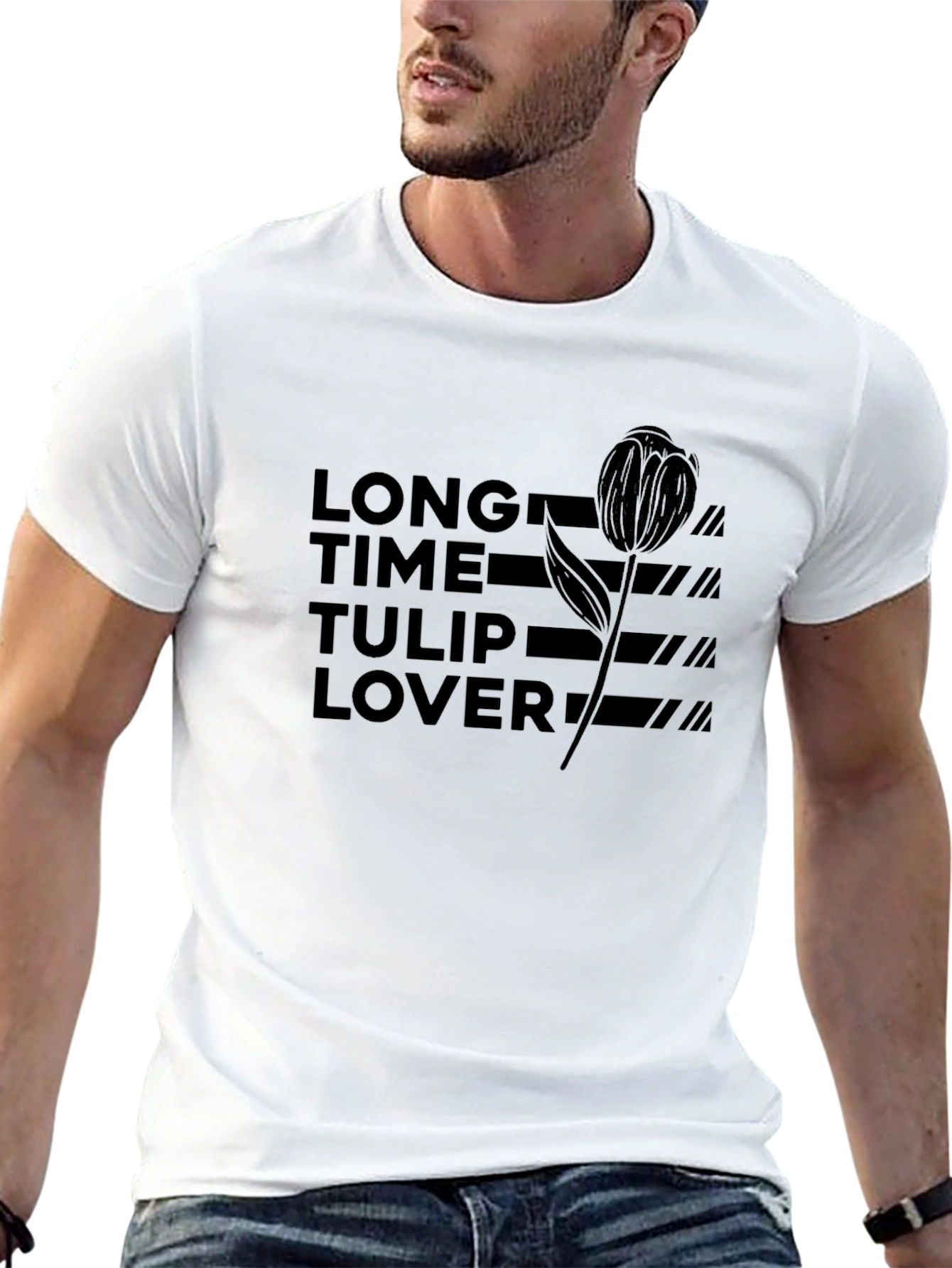 Long Time Tulip Lover Black Graphic Tee