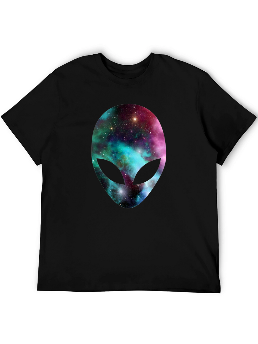 Galaxy Alien Head Graphic Tee - Black T-Shirt