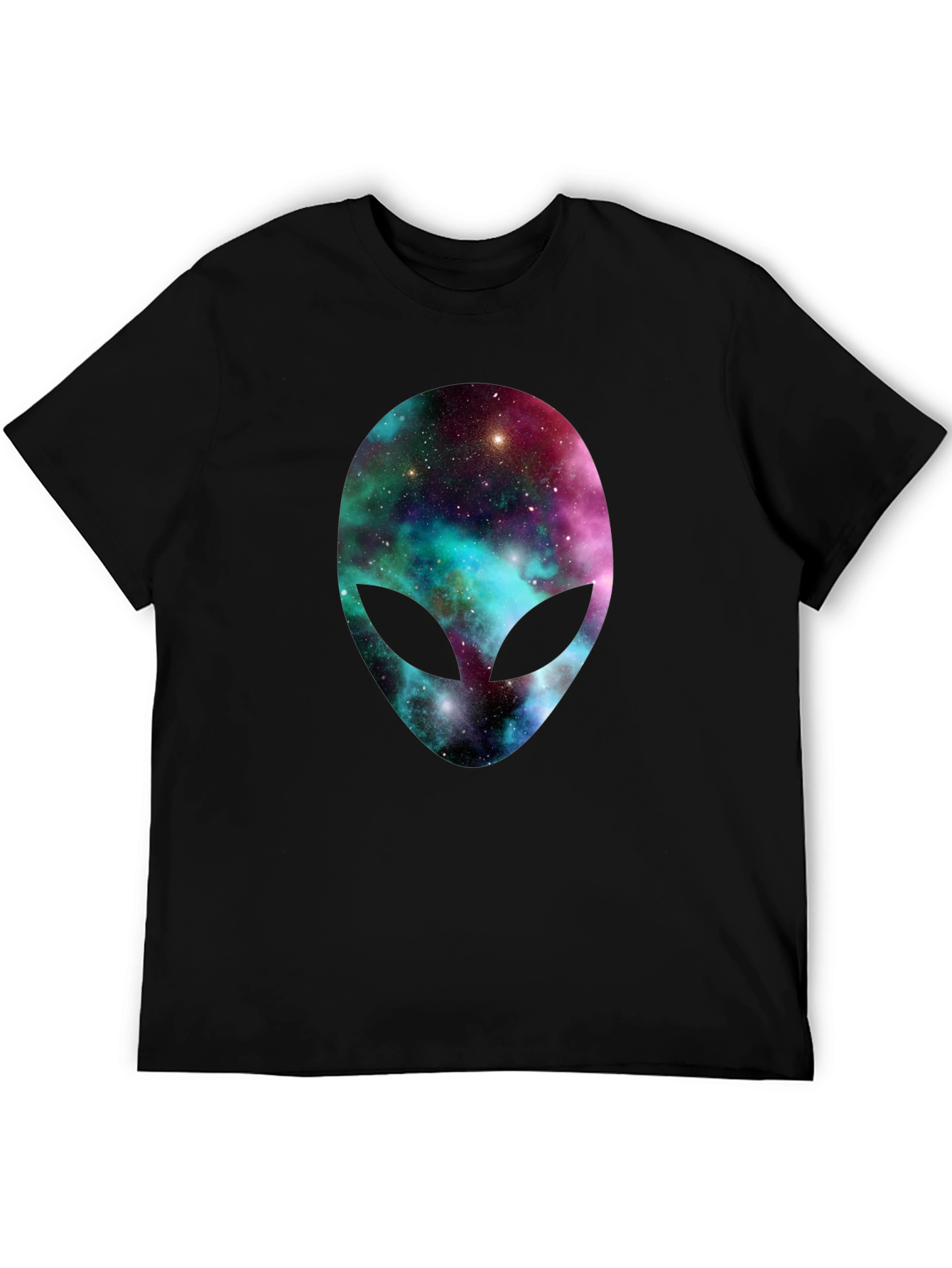Galaxy Alien Head Graphic Tee - Black T-Shirt