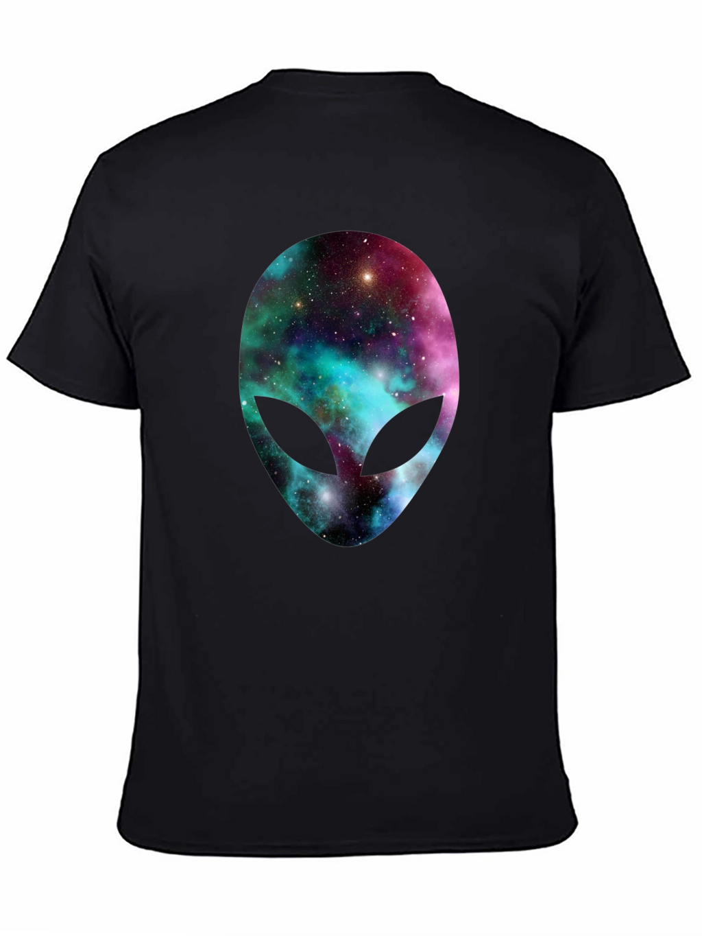 Galaxy Alien Head Graphic Tee - Black T-Shirt