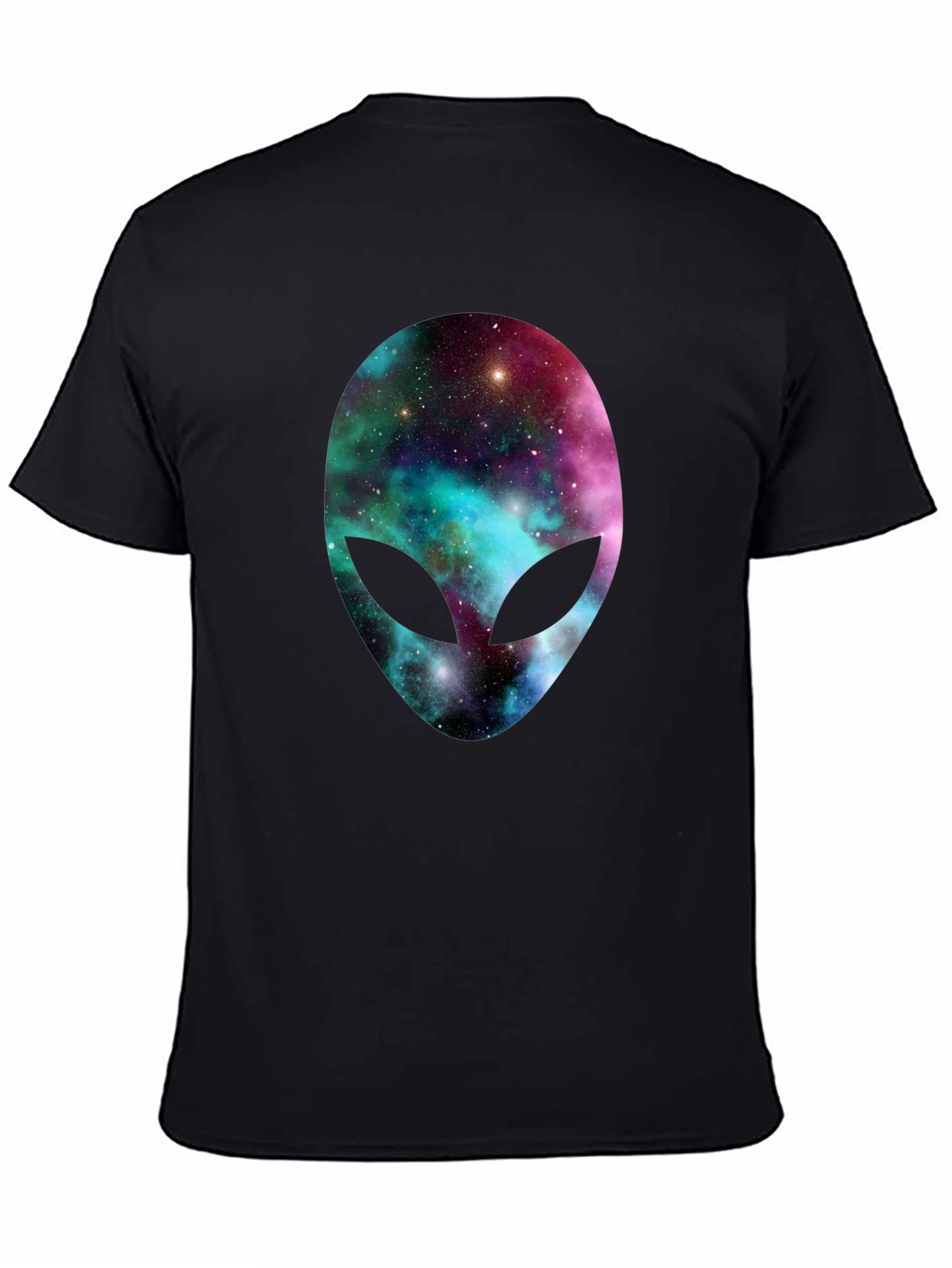 Galaxy Alien Head Graphic Tee - Black T-Shirt