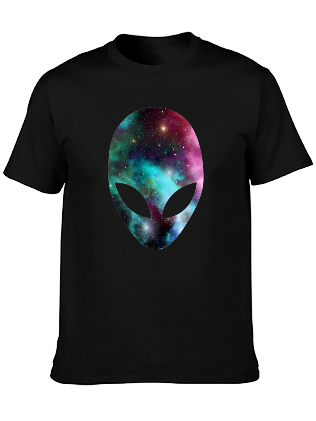 Galaxy Alien Head Graphic Tee - Black T-Shirt