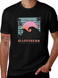 Happiness Wave Graphic Tee - Retro Style