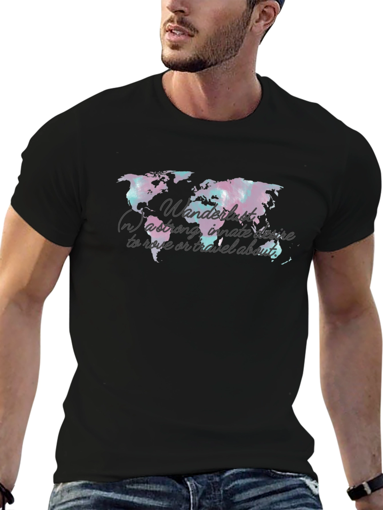 Wanderlust World Map Graphic Tee - Travel Inspired
