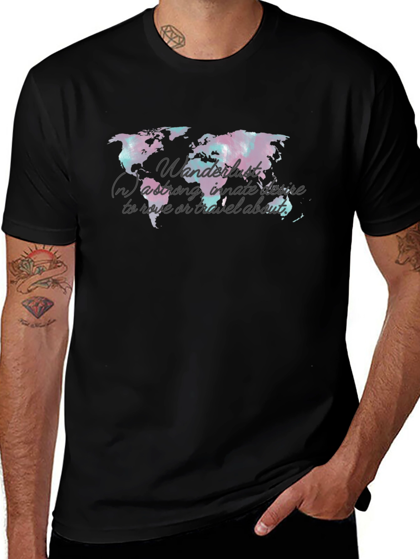 Wanderlust World Map Graphic Tee - Travel Inspired